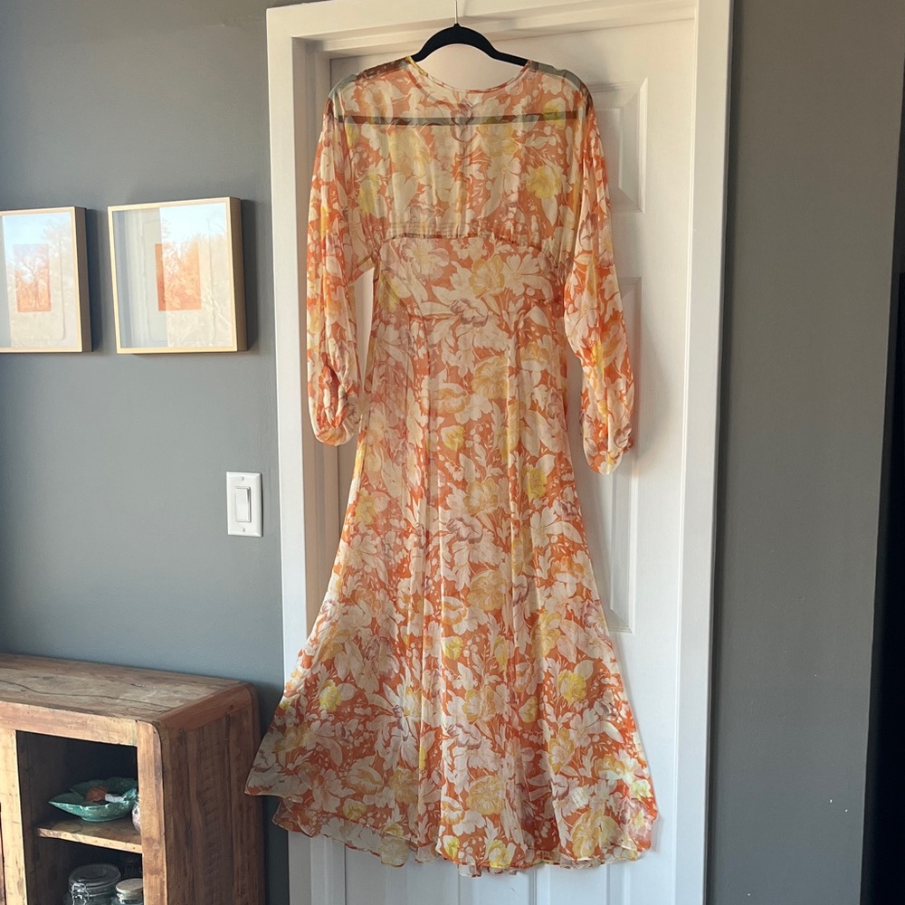 Doen Oliana dress sheer silk chiffon floral Sienna Anemone